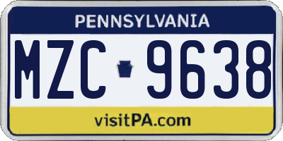 PA license plate MZC9638