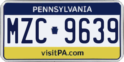 PA license plate MZC9639