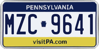 PA license plate MZC9641