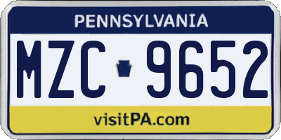 PA license plate MZC9652