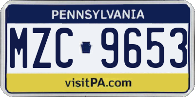 PA license plate MZC9653