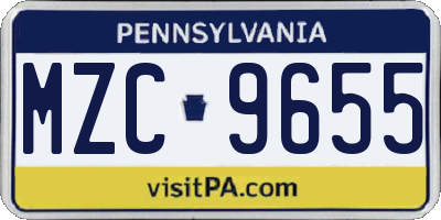 PA license plate MZC9655