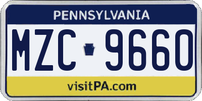 PA license plate MZC9660