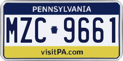 PA license plate MZC9661