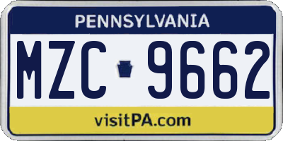 PA license plate MZC9662