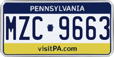 PA license plate MZC9663