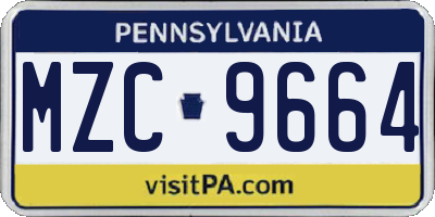 PA license plate MZC9664