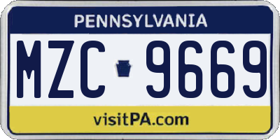 PA license plate MZC9669