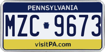 PA license plate MZC9673