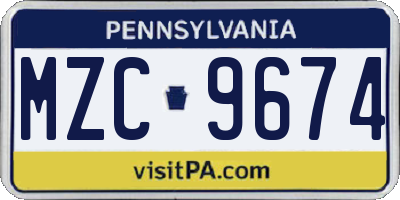 PA license plate MZC9674