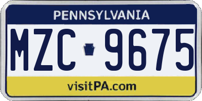 PA license plate MZC9675