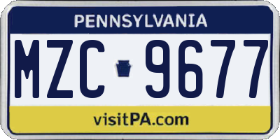 PA license plate MZC9677