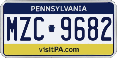 PA license plate MZC9682