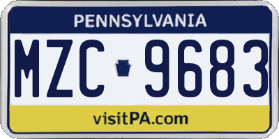 PA license plate MZC9683
