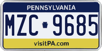 PA license plate MZC9685