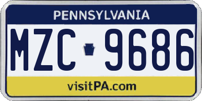 PA license plate MZC9686