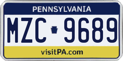 PA license plate MZC9689