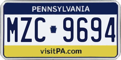 PA license plate MZC9694