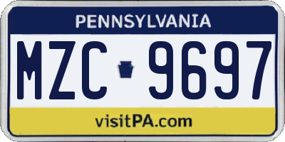 PA license plate MZC9697
