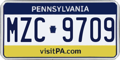 PA license plate MZC9709