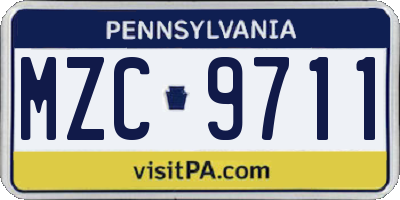PA license plate MZC9711