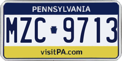 PA license plate MZC9713