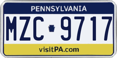 PA license plate MZC9717