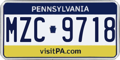 PA license plate MZC9718