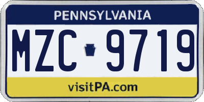PA license plate MZC9719