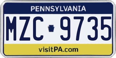 PA license plate MZC9735