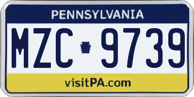 PA license plate MZC9739