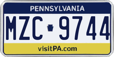 PA license plate MZC9744