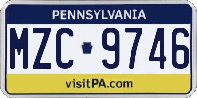 PA license plate MZC9746