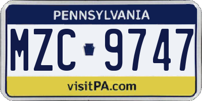 PA license plate MZC9747