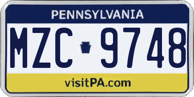 PA license plate MZC9748