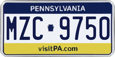 PA license plate MZC9750