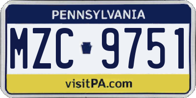 PA license plate MZC9751