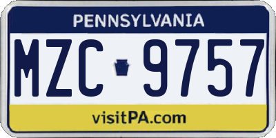 PA license plate MZC9757