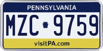 PA license plate MZC9759