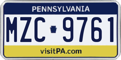 PA license plate MZC9761