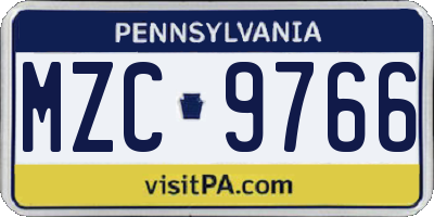 PA license plate MZC9766