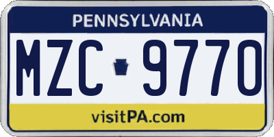 PA license plate MZC9770