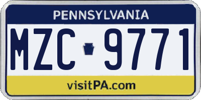 PA license plate MZC9771