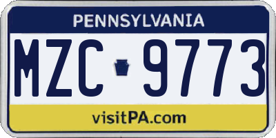 PA license plate MZC9773