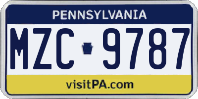 PA license plate MZC9787