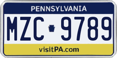 PA license plate MZC9789