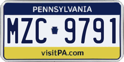 PA license plate MZC9791
