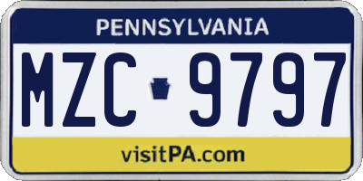 PA license plate MZC9797