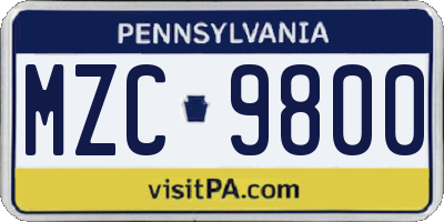PA license plate MZC9800