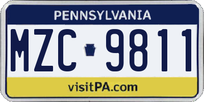 PA license plate MZC9811